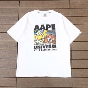 AAPE Monkey In The Bath Logo T-Shirt - White Short Sleeve